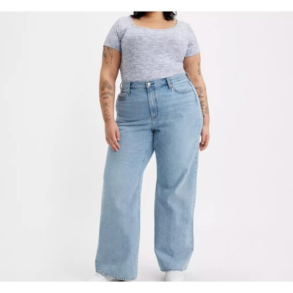 Levi's Premium RIBCAGE WIDE LEG WOMEN'S JEANS Far and Wide 22W 46x31 - Picture 1 of 8